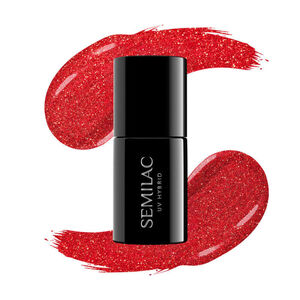 Semilac Uv Hybrid 346 Chic Red Glitter 7 ml